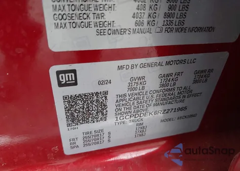 2024 Chevrolet Silverado 1500 4Wd Short Bed Lt из США, поврежденный, VIN 1GCPDDEK6RZ271965